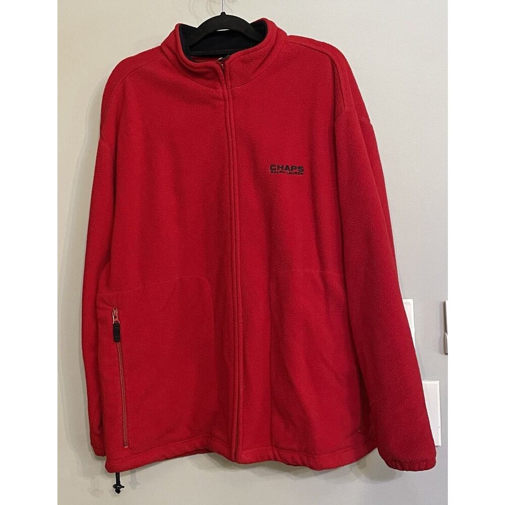 Ralph Lauren Chaps Fleece Jacket Zip Up Long Sleeve Y2K Vintage Mock Neck XL
